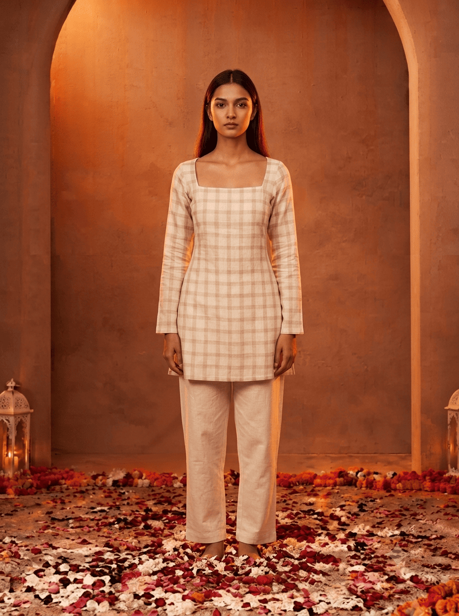 Back Corset Tie Square Neck Kurta