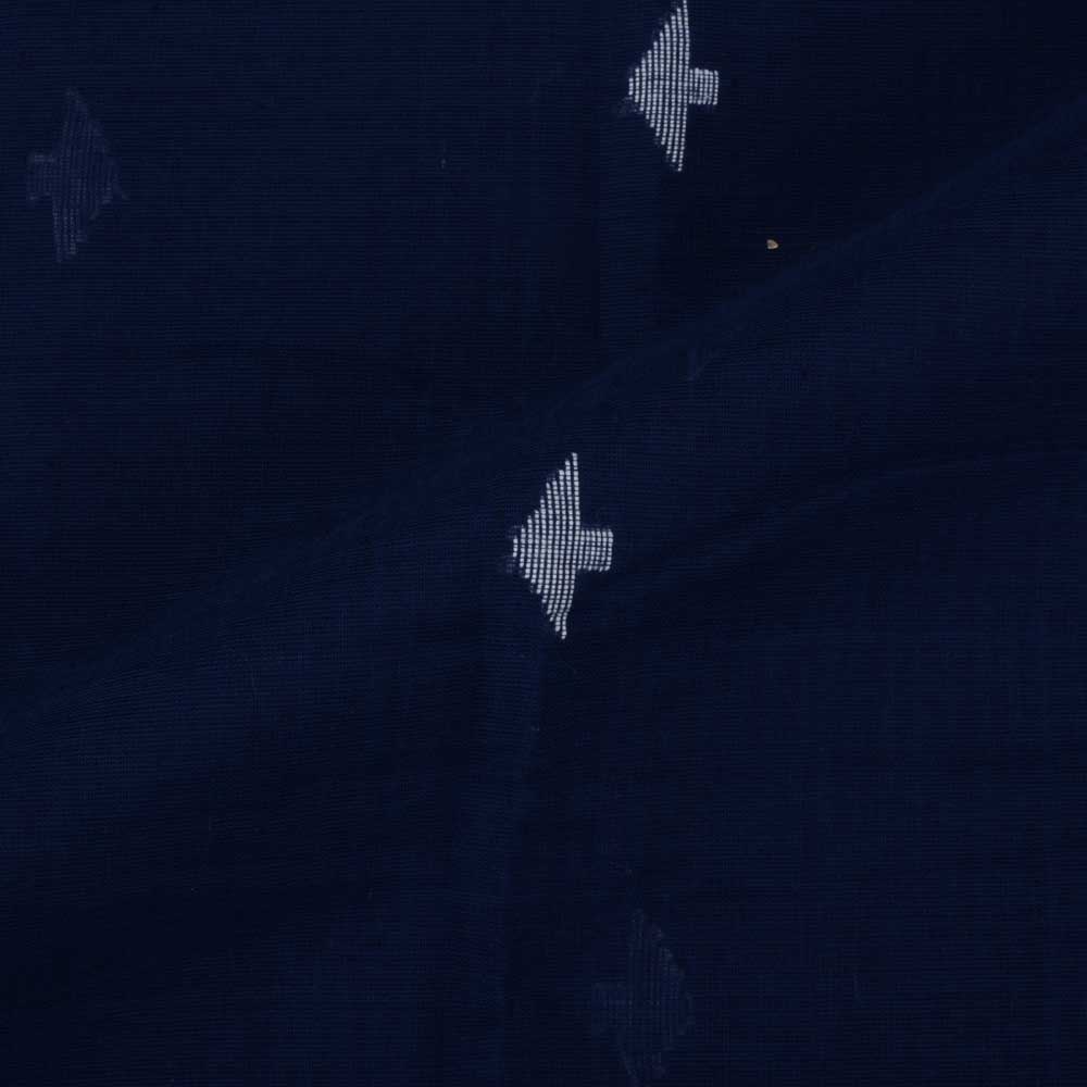 Geometric Midnight Blue Jamdani Pure Cotton 55 GSM Fabric 149