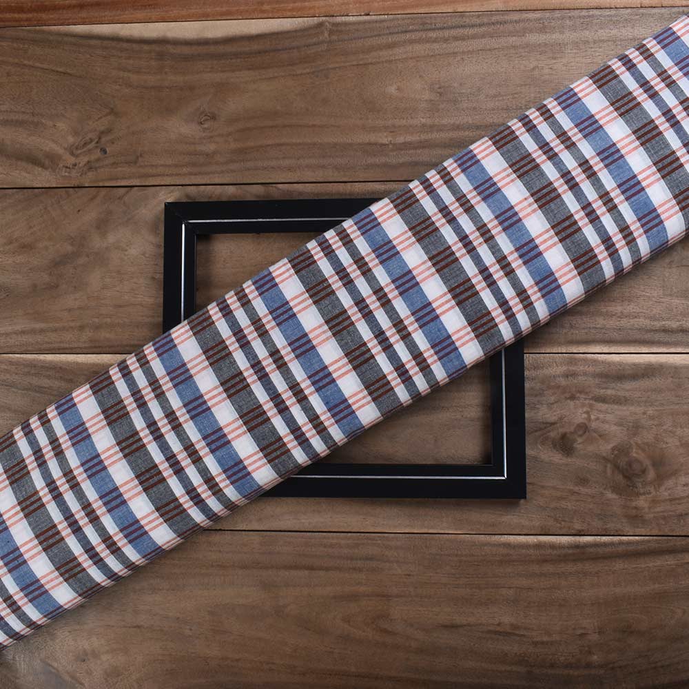 Check Multicolor Pure Cotton 98 GSM Handwoven Fabric 433