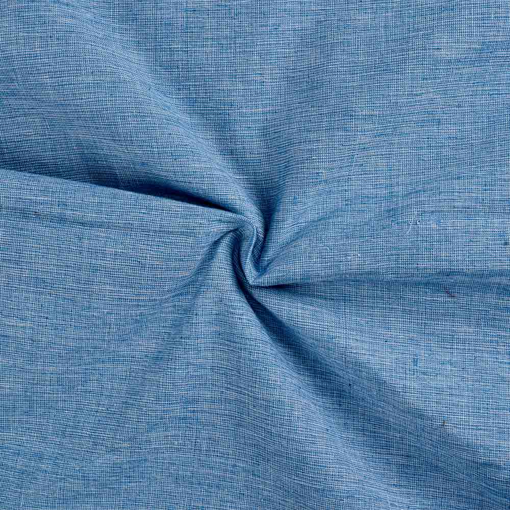 Chambray Blue Pure Cotton 110 GSM Handwoven Fabric
