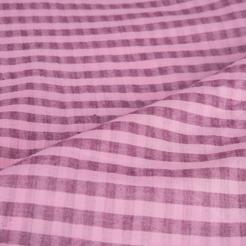 STRIPE PINK PURE COTTON 87 GSM HANDWOVEN FABRIC 76