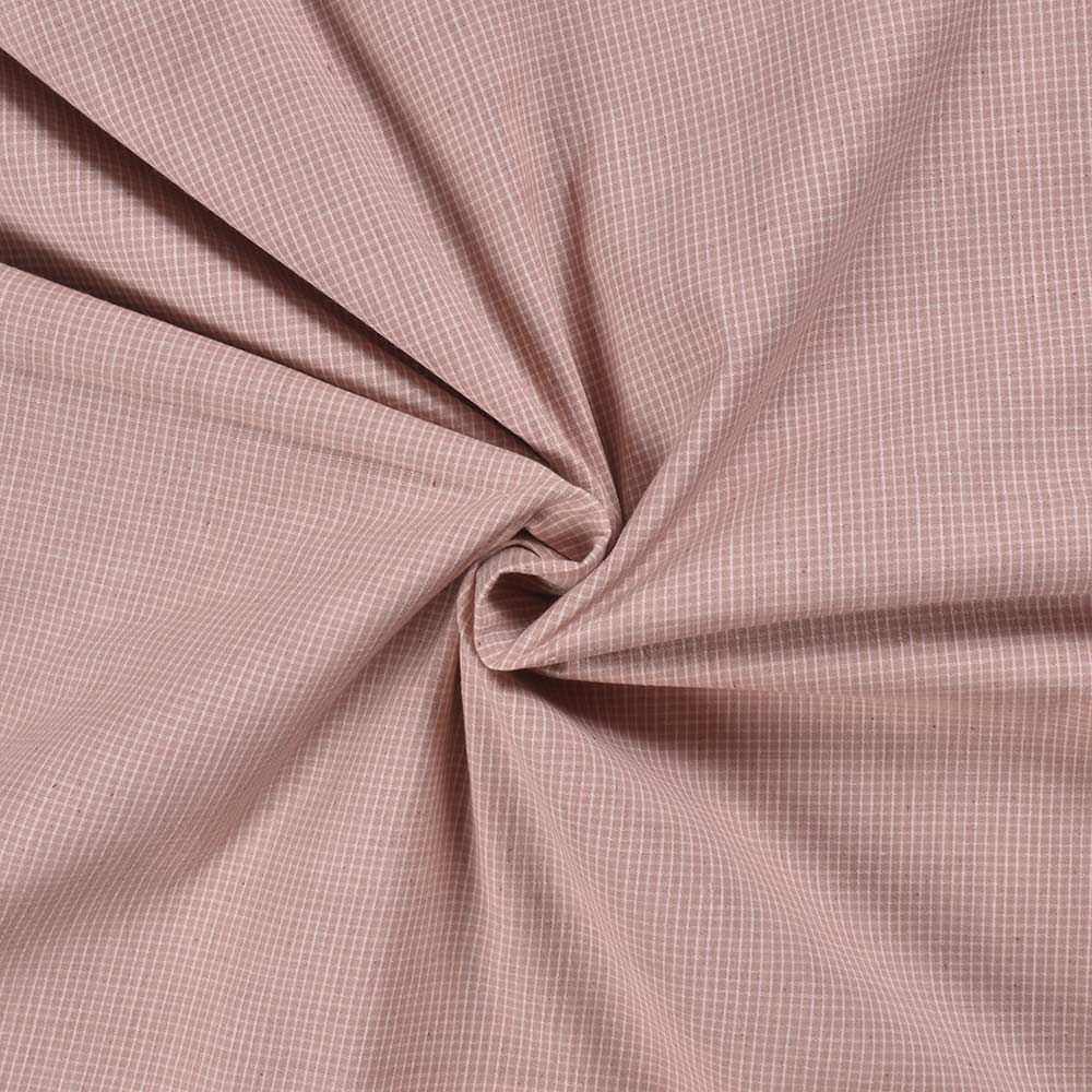 Check Brown Pure Cotton 93 GSM Handwoven Fabric D10