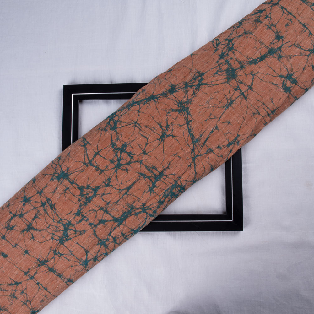 Abstract Brown Screenprinted Cotton Khadi 84 Handwoven Fabric