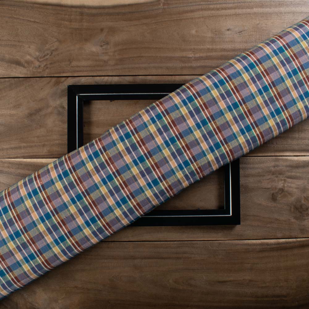Multicolor Check Cotton & Hemp 140 GSM Handwoven Fabric