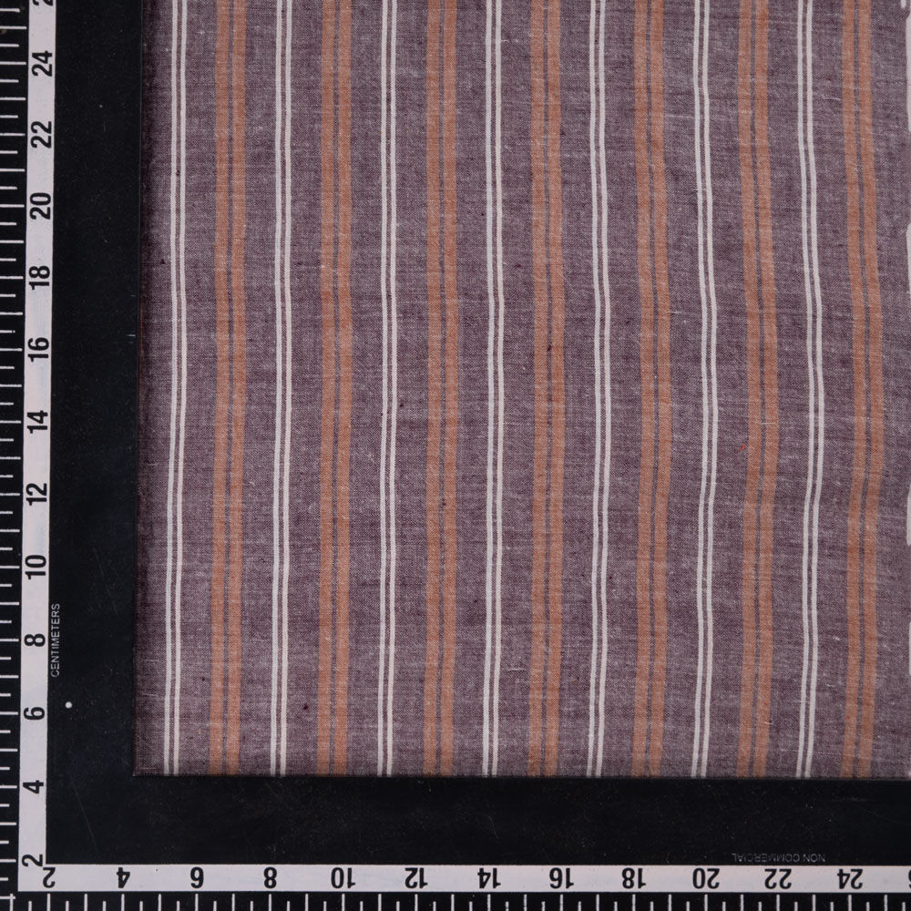 STRIPE PURPLE & ORANGE PURE COTTON 66 GSM HANDWOVEN FABRIC