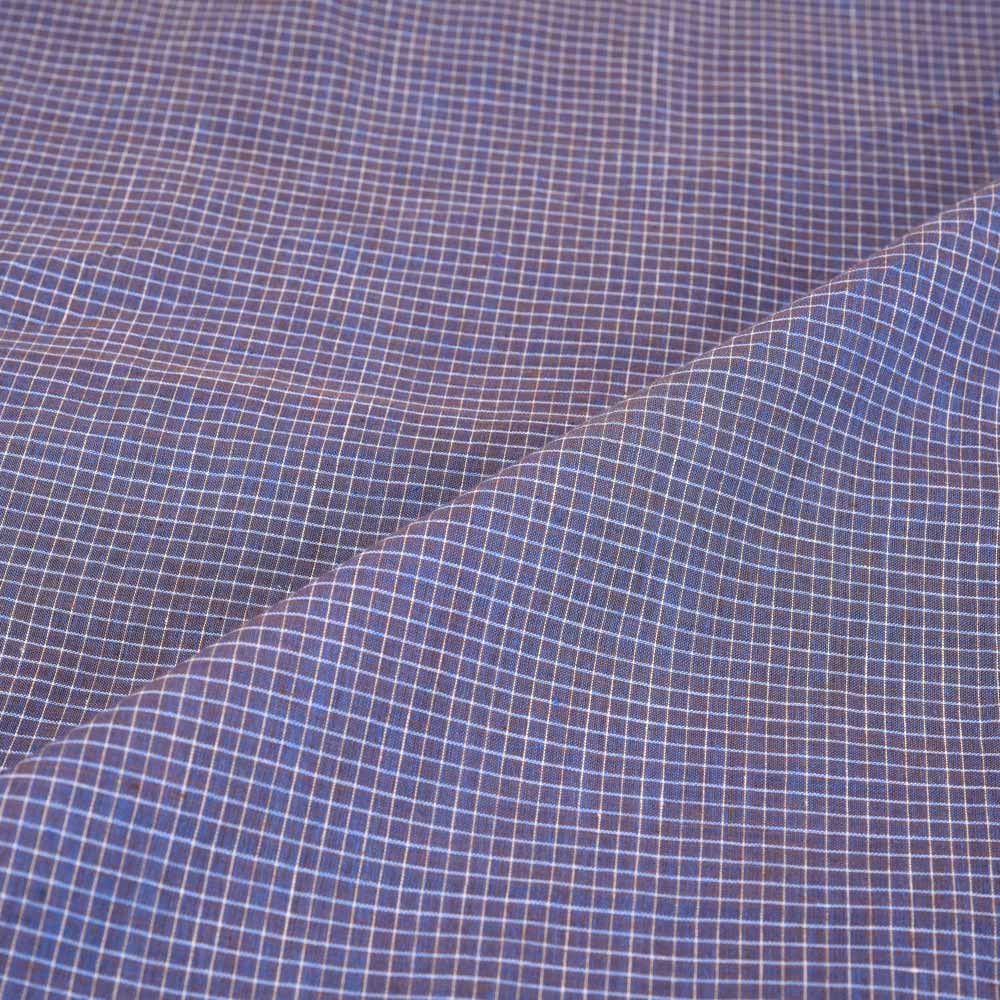 CHECK PURPLE PURE COTTON 90 GSM HANDWOVEN FABRIC