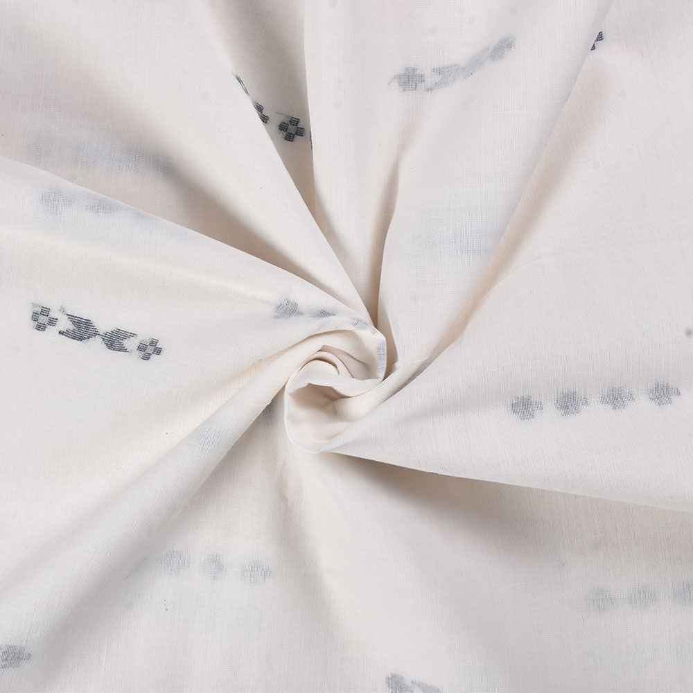 Geometric White Jamdani Pure Cotton 55 GSM Handwoven Fabric 268