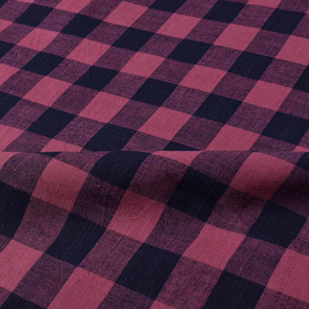 CHECK NAVY PINK PURE COTTON 98 GSM HANDWOVEN FABRIC