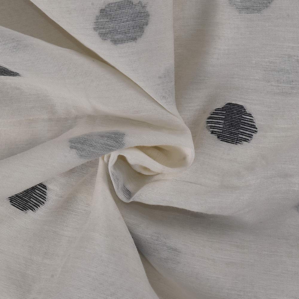 Polka Dot White Jamdani Cotton Silk Blend 62 GSM Fabric