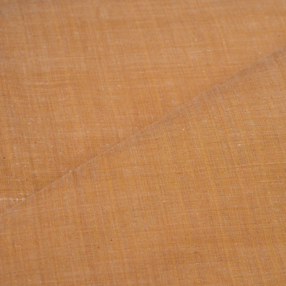 CHAMBRAY YELLOW KHADI COTTON 92 GSM HANDWOVEN FABRIC