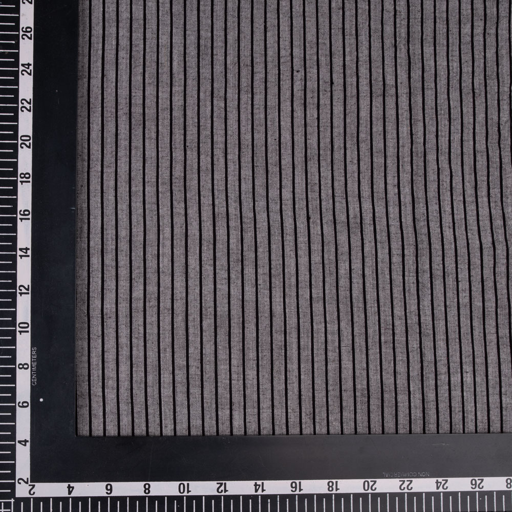 STRIPE GREY & BLACK PURE COTTON 81 GSM HANDWOVEN FABRIC 177