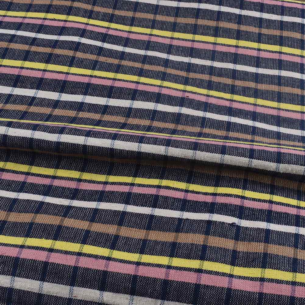 CHECK RAINBOW COTTON KHADI 196 GSM HANDWOVEN FABRIC 371