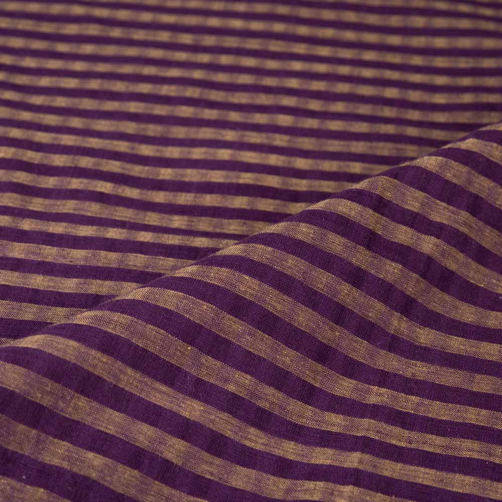 STRIPE PURPLE & BROWN PURE COTTON 84 GSM HANDWOVEN FABRIC