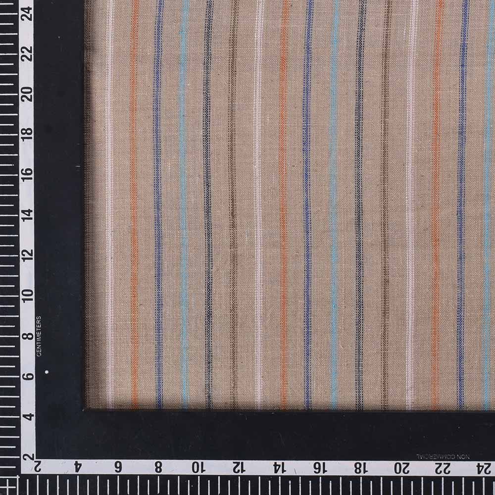 STRIPE BEIGE PURE COTTON 120 GSM HANDWOVEN FABRIC