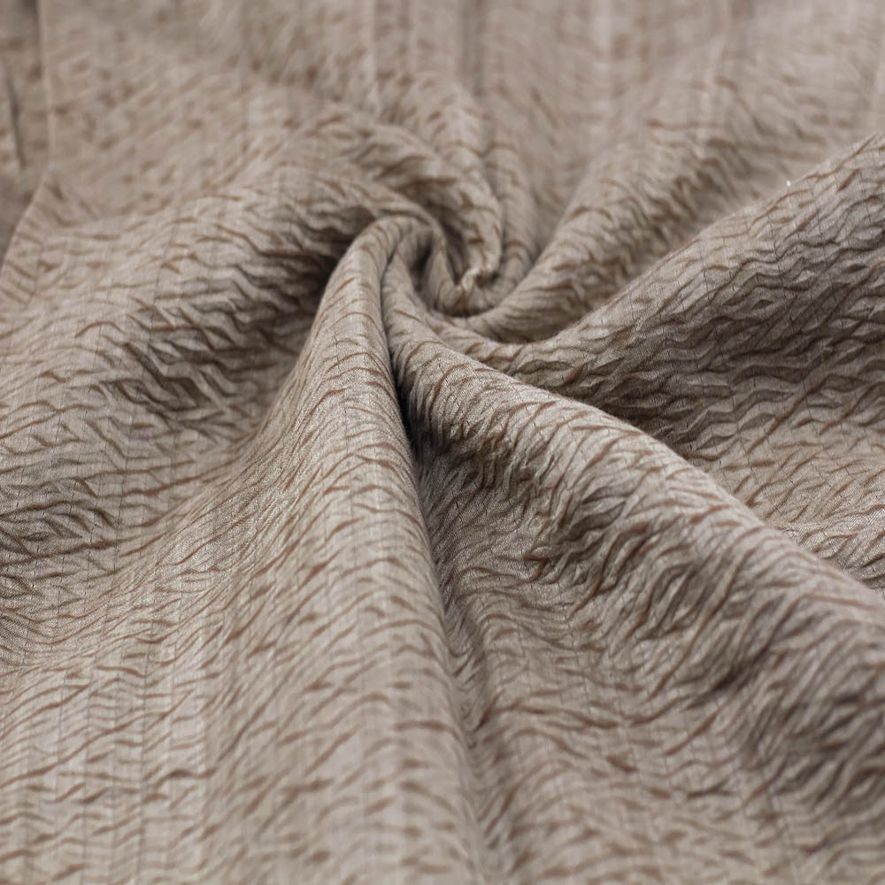 Abstract Taupe Shibori Cotton Silk Handwoven 45 GSM Fabric