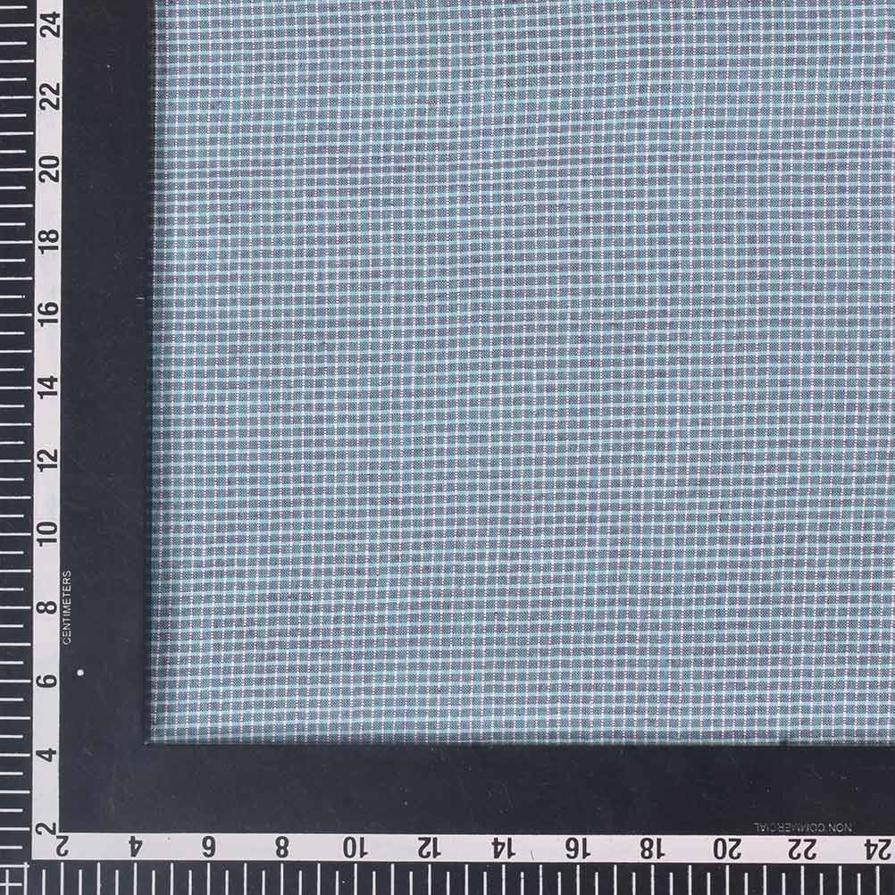 CHECK BLUE & WHITE PURE COTTON 90 GSM HANDWOVEN FABRIC D22