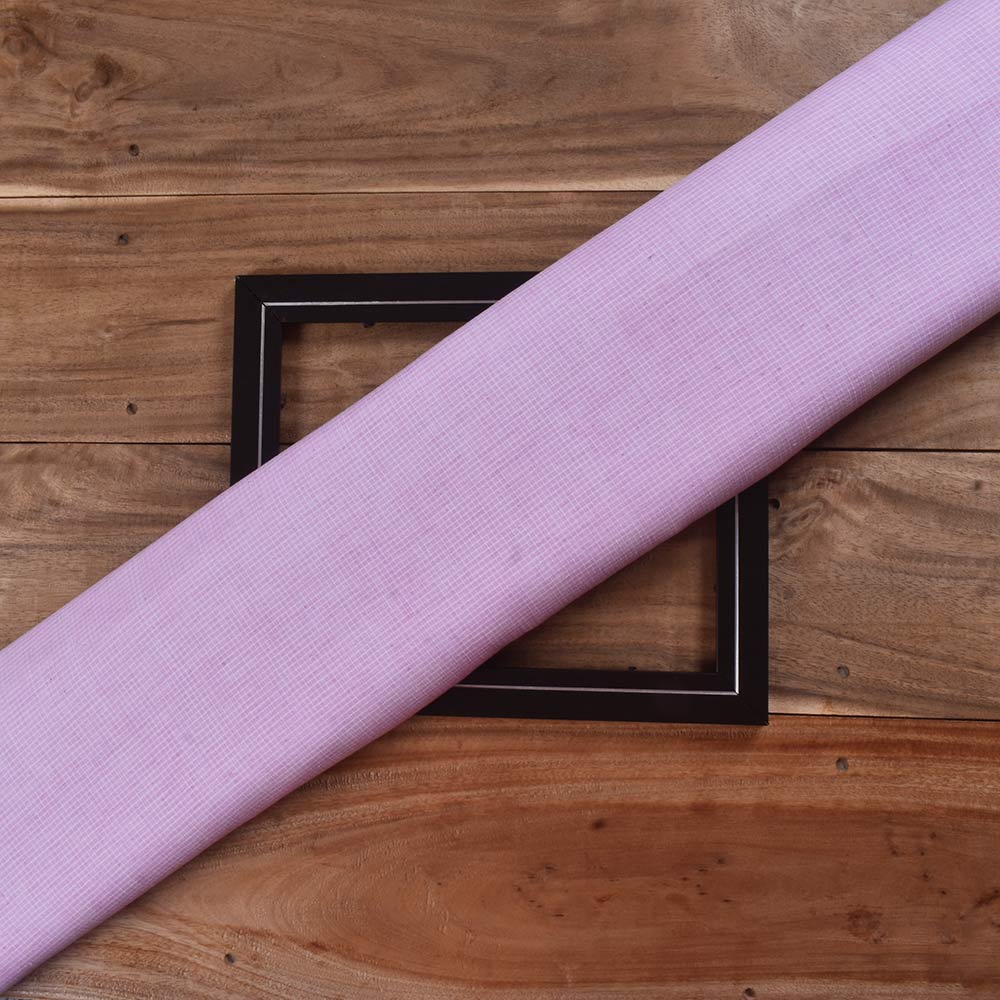 Check Purple Pure Cotton 93 GSM Handwoven Fabric D13