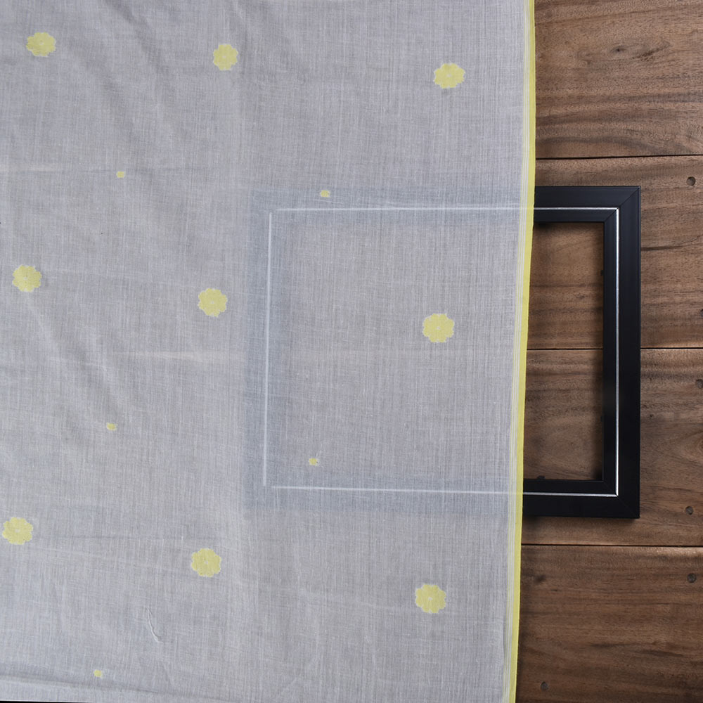 GEOMETRIC CREAM JAMDANI PURE COTTON 55 GSM FABRIC 123
