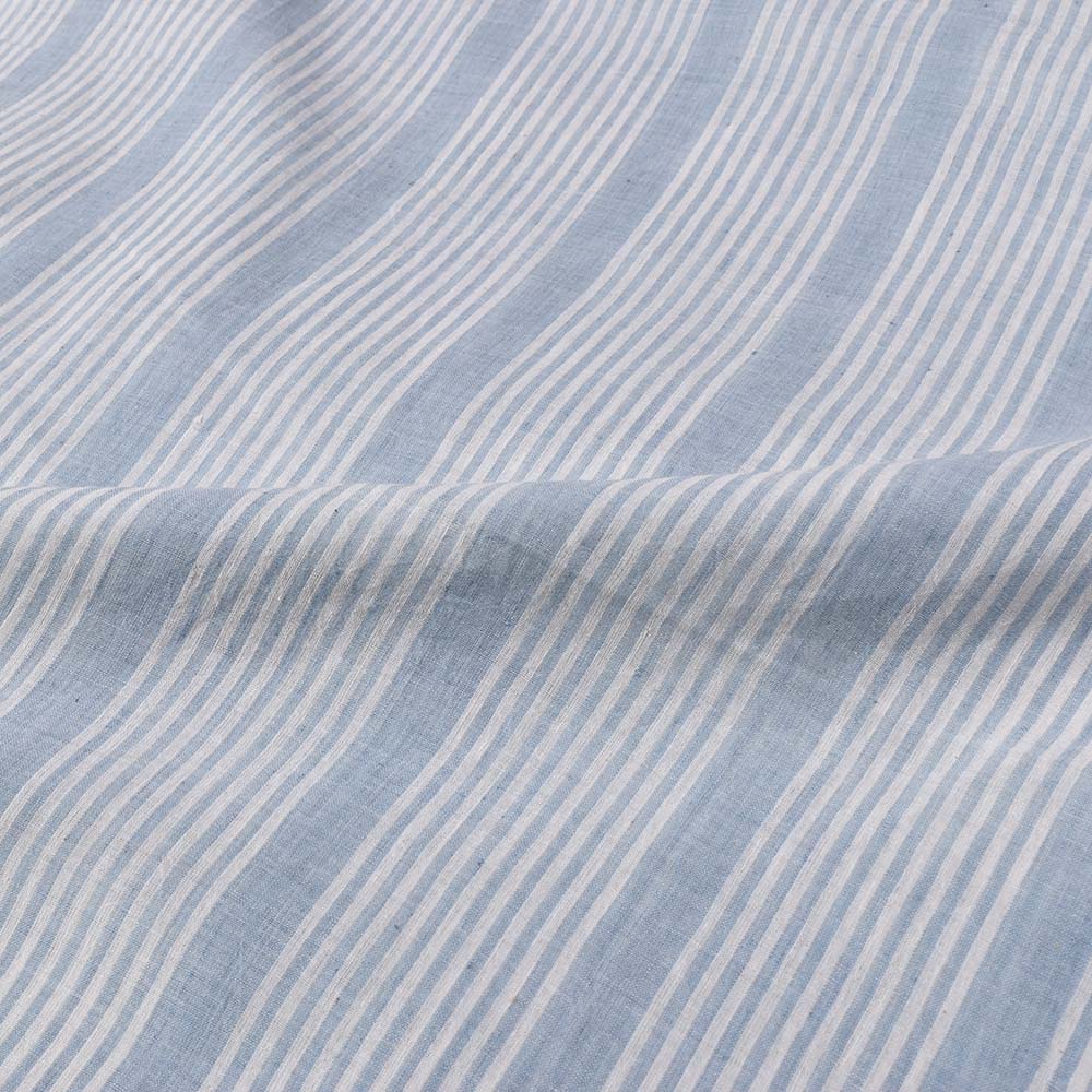 STRIPE LIGHT BLUE NATURAL INDIGO DYED 62 GSM HANDWOVEN FABRIC