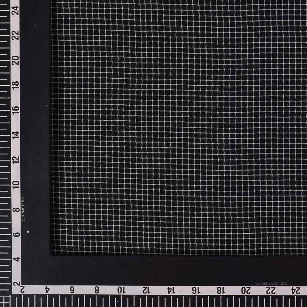 CHECK BLACK PURE COTTON 95 GSM HANDWOVEN FABRIC