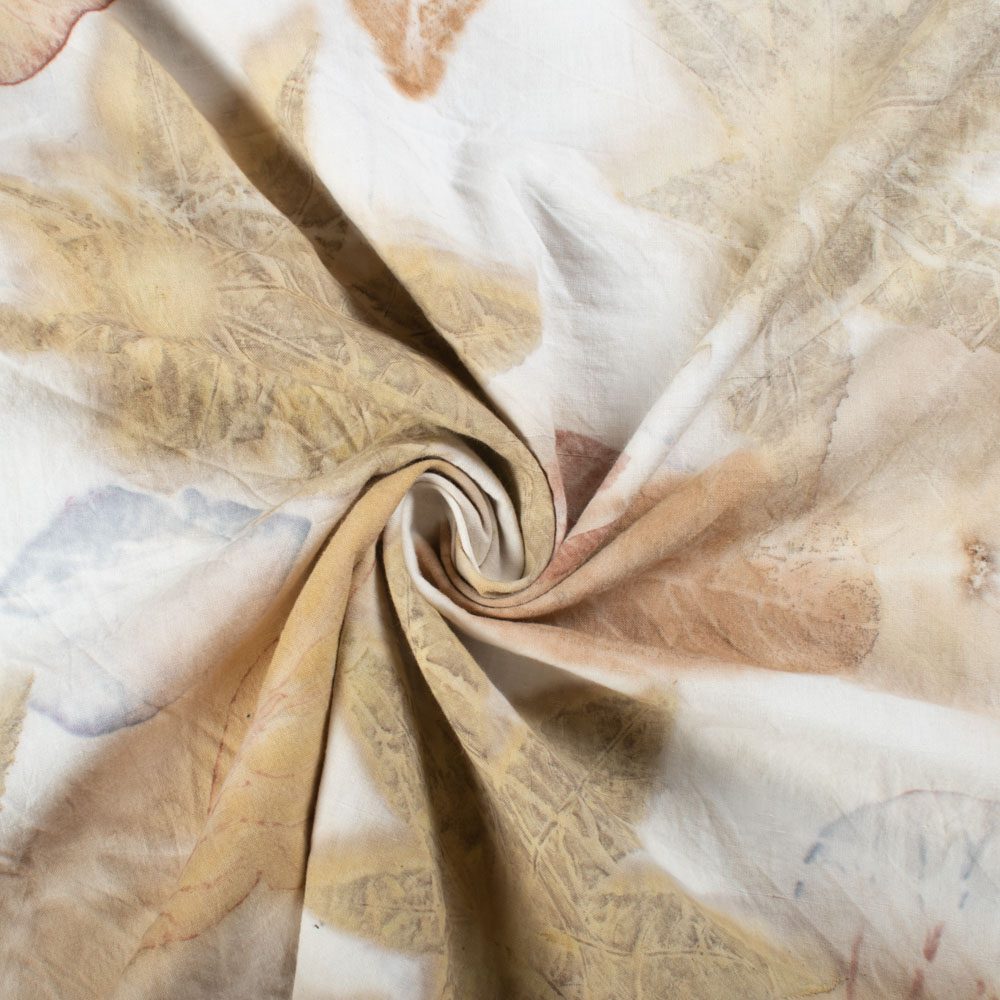 Verious Natural Leaf Eco Print Naturally Dyed Khadi Cotton Fabric 120 GSM