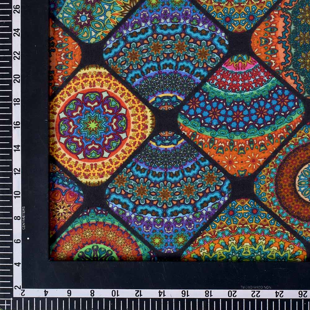 ABSTRACT BLACK DIGITAL PRINTED KHADI COTTON 120 GSM HANDWOVEN FABRIC