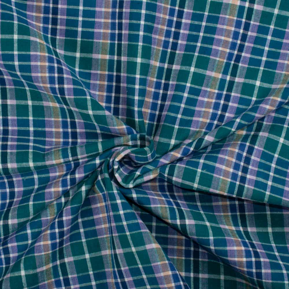 Check Multicolor Pure Cotton 90 GSM Handwoven Fabric 696
