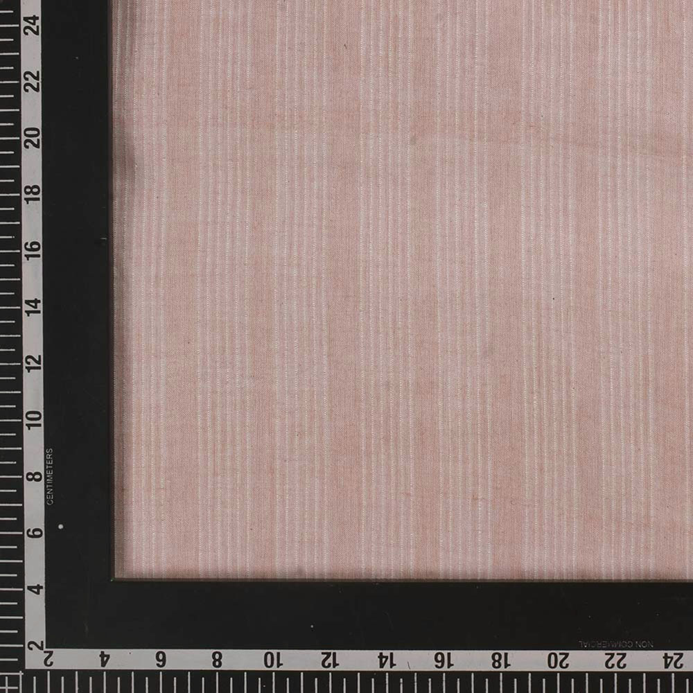 STRIPE PEACH PURE COTTON 80 GSM HANDWOVEN FABRIC
