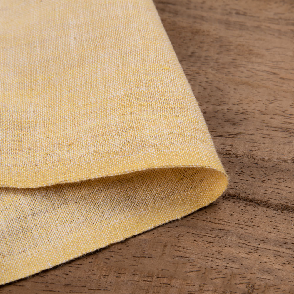Plain Yellow Khadi 122 GSM Fabric - Handspun & Handwoven H17