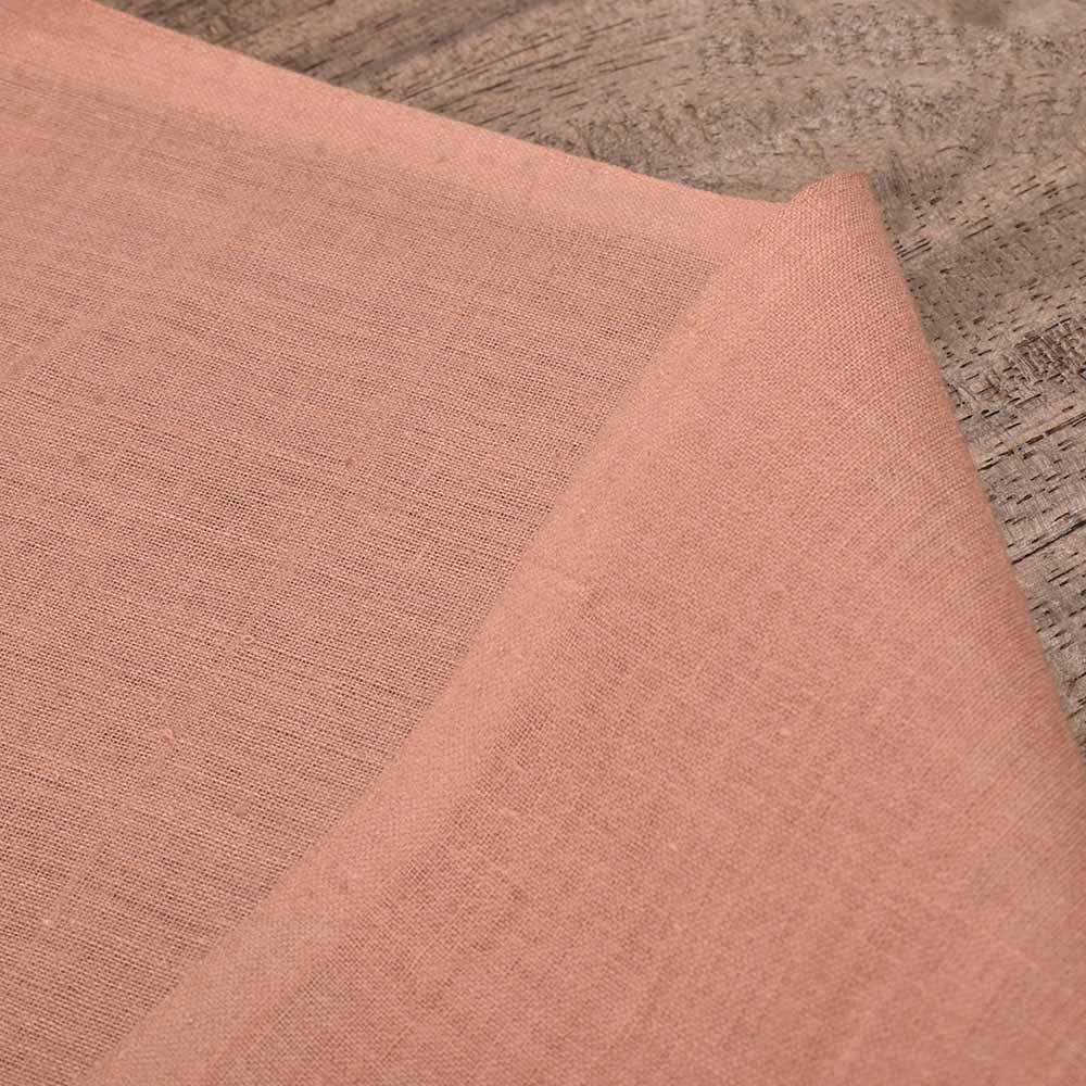 Plain Peach Pure Cotton 70 GSM Handwoven Fabric