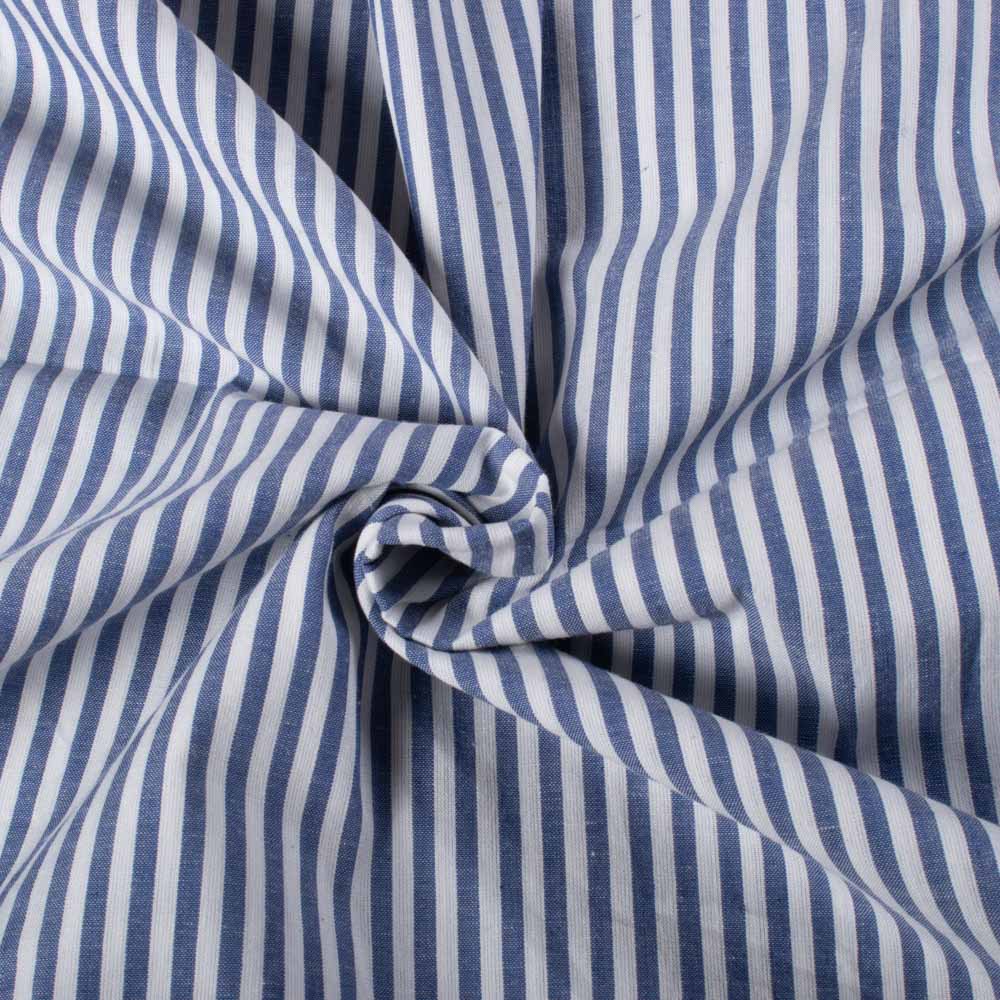 Blue & White Stripe Pure Cotton 100 GSM Handwoven Fabric 459