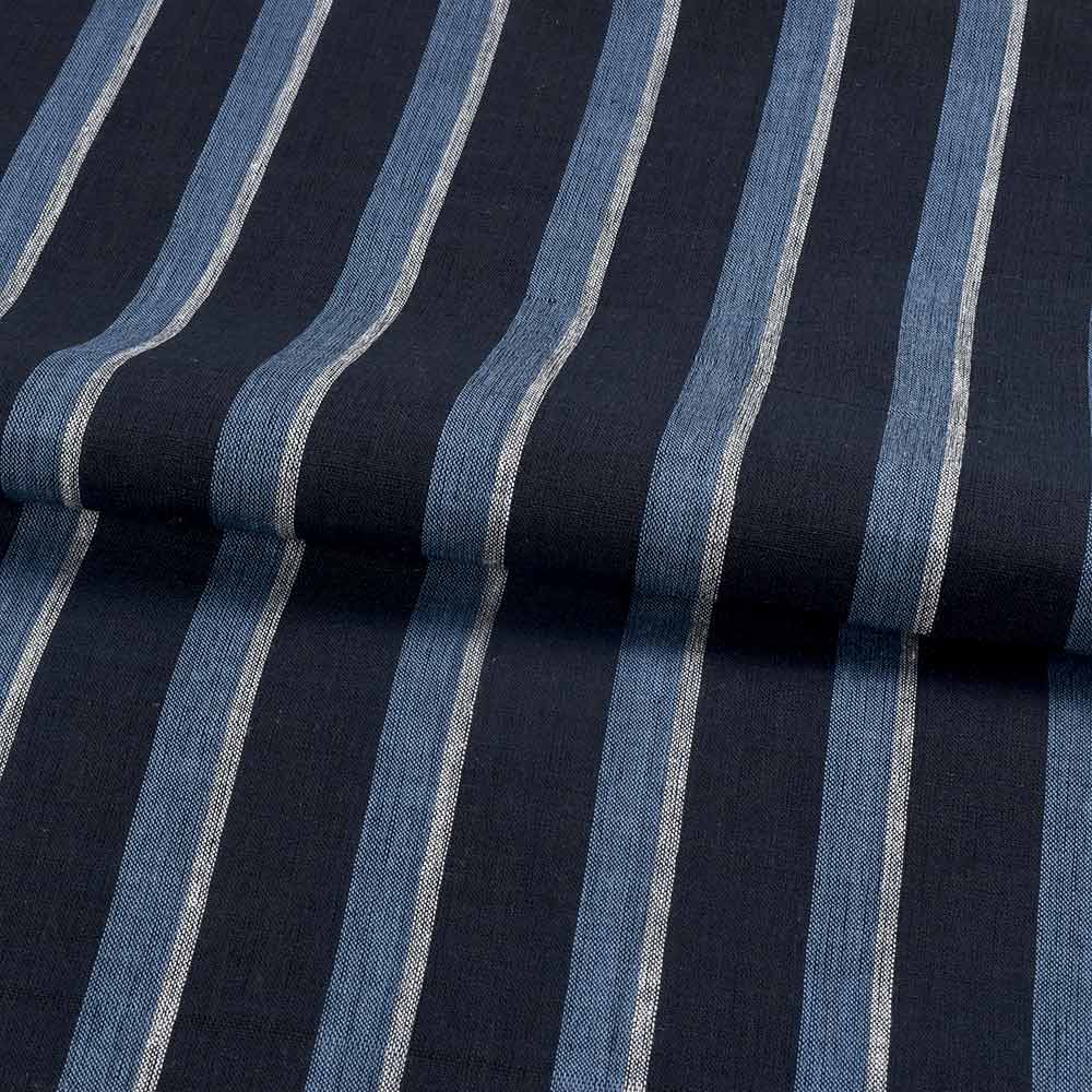 STRIPE BLUE & BLACK PURE COTTON 98 GSM HANDWOVEN FABRIC