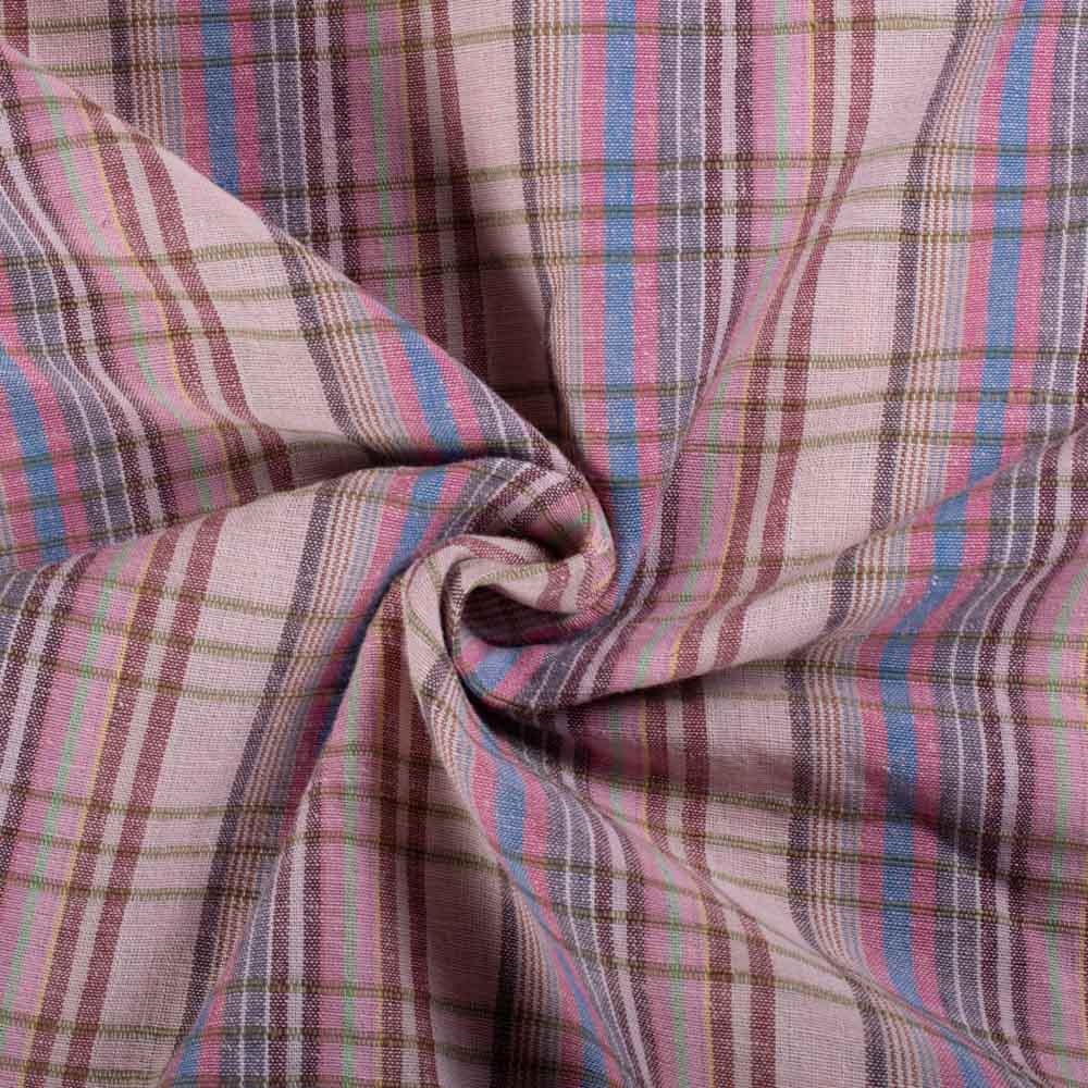 Multicolour Check Cotton & Hemp 145 GSM Handwoven Fabric 804