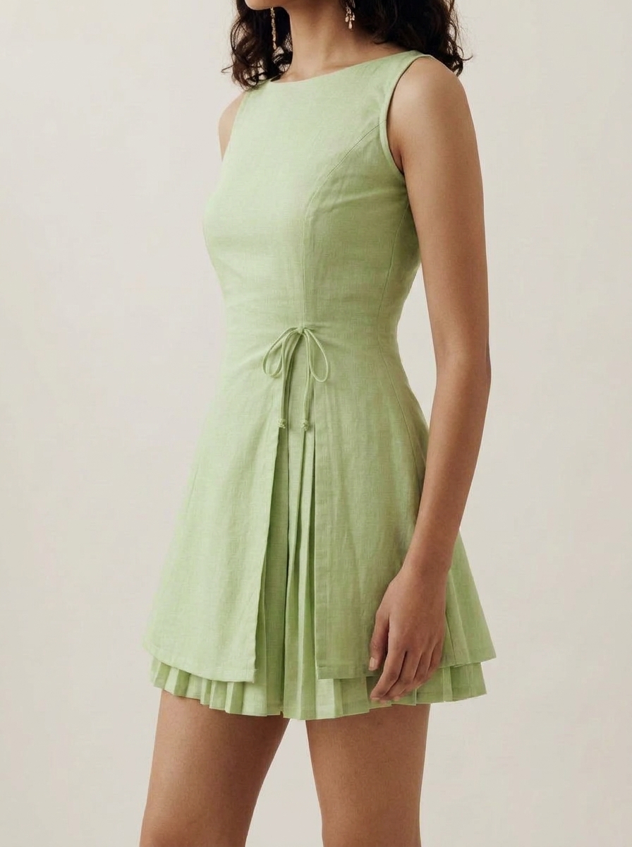 Overlapped Pleated Dress