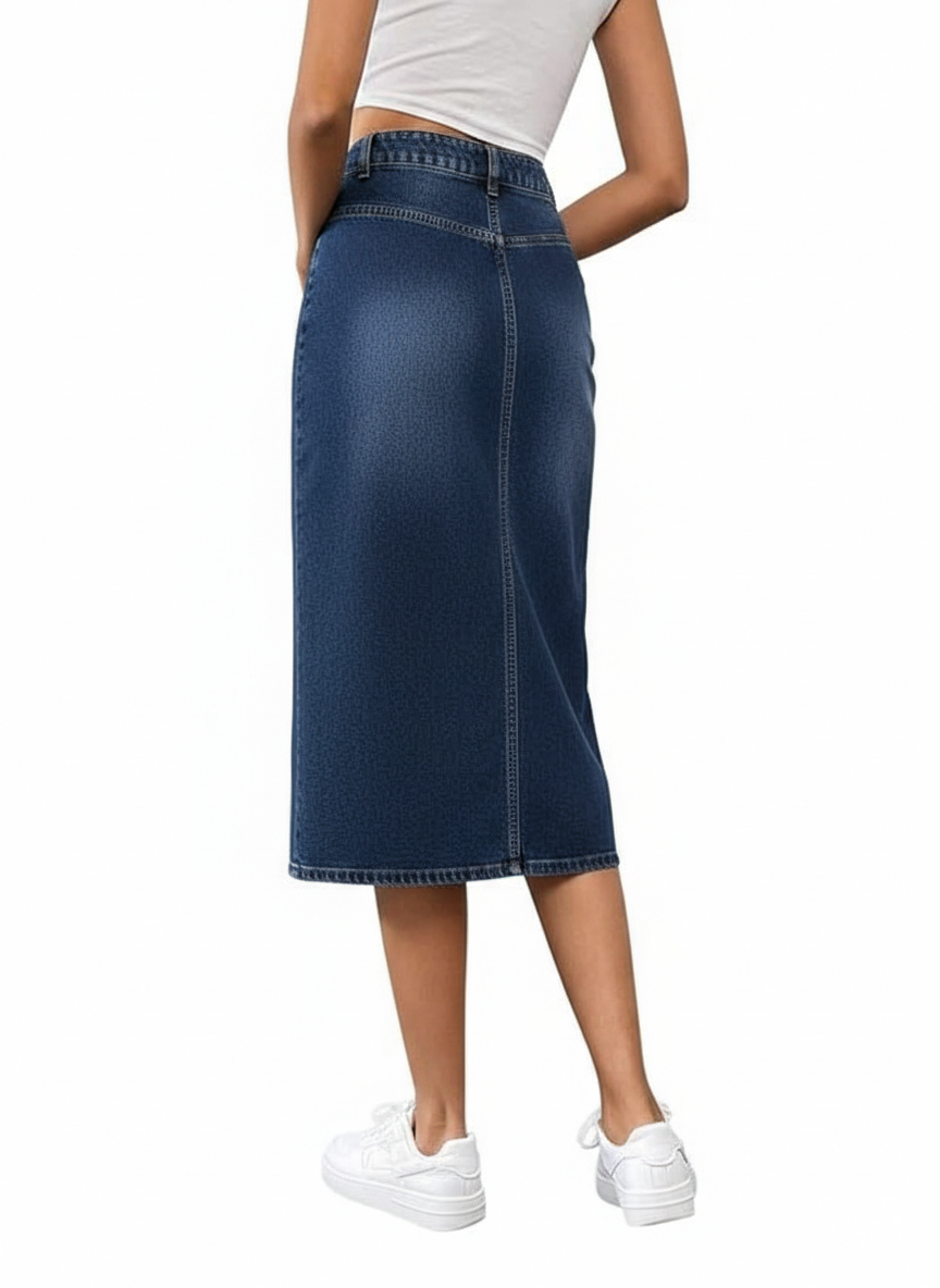 Buttoned Midi Skirt