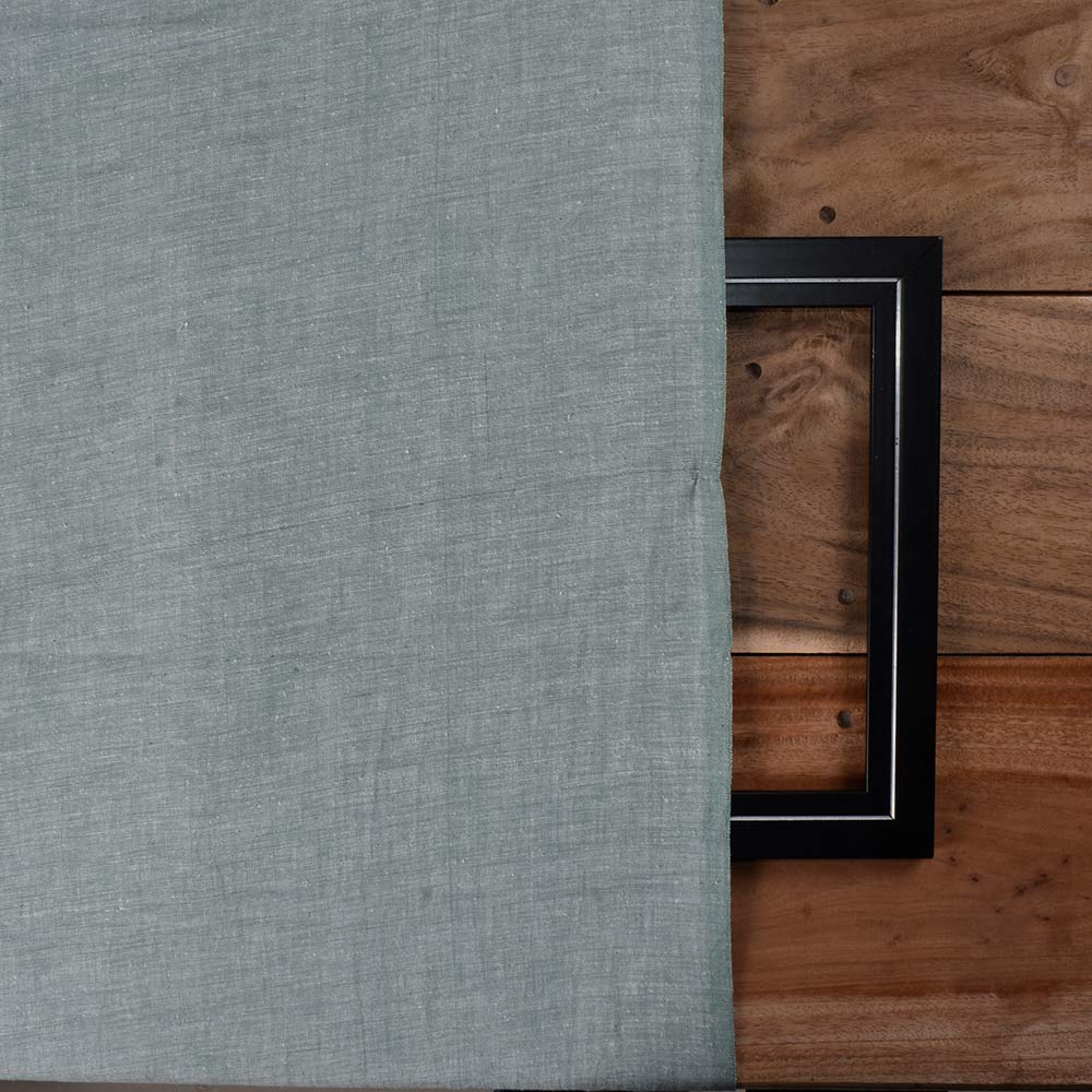 CHAMBRAY TEAL KHADI COTTON 115 GSM HANDWOVEN FABRIC