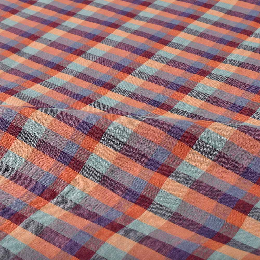 CHECK MULTICOLOR PURE COTTON 100 GSM HANDWOVEN FABRIC 557
