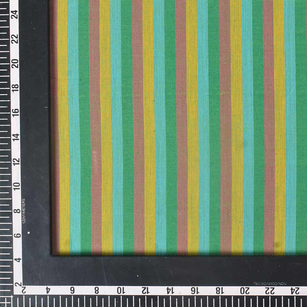 STRIPE MULTI COLOR PURE COTTON 80 GSM HANDWOVEN FABRIC 246