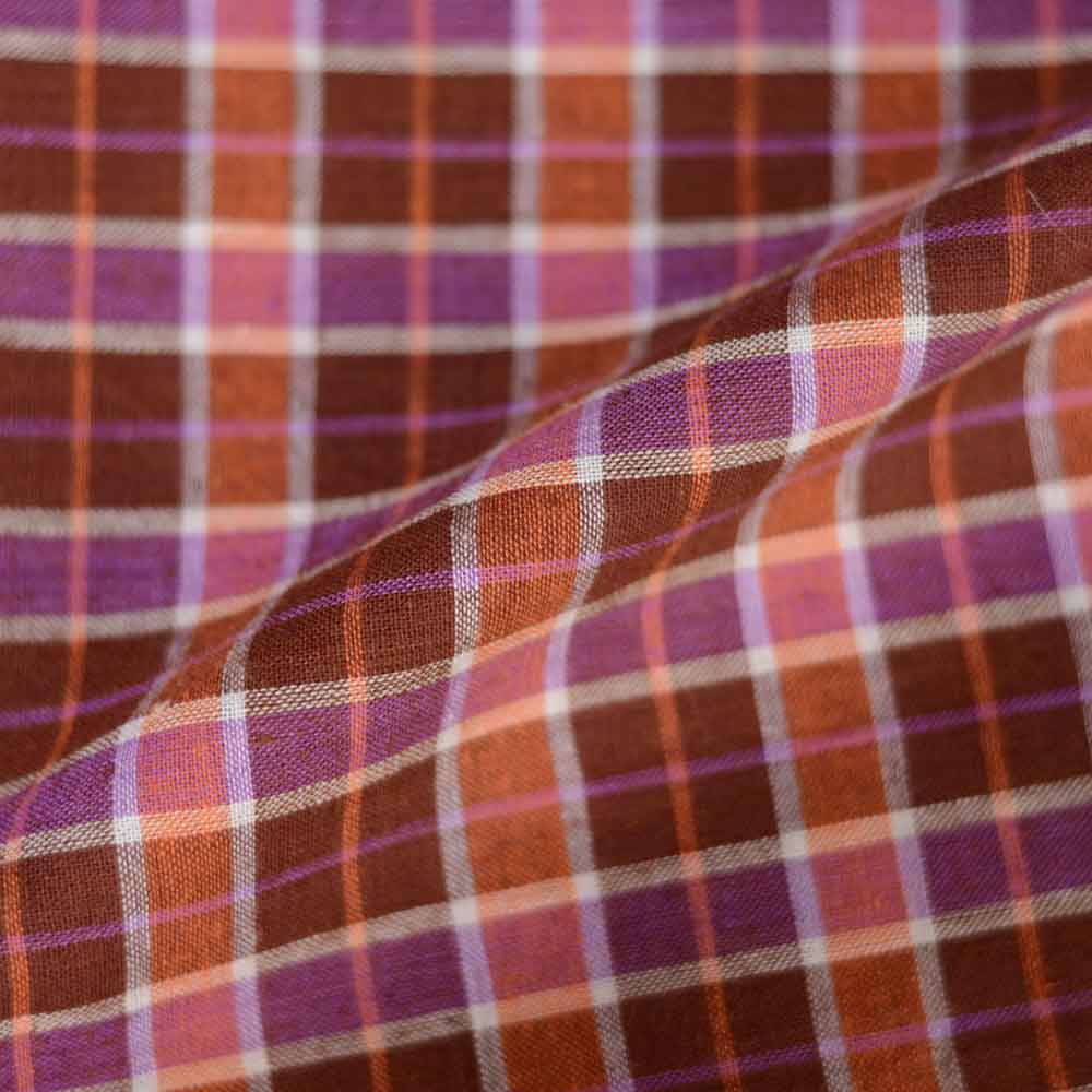 Check Multicolour Pure Cotton 98 GSM Handwoven Fabric 105