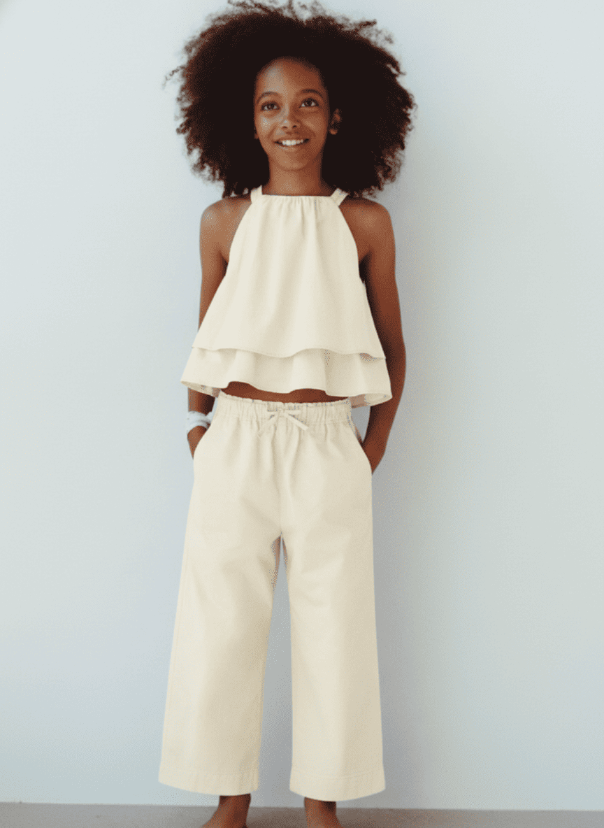 Two Tiered Flared Halter Top With Pants Co-ord Set