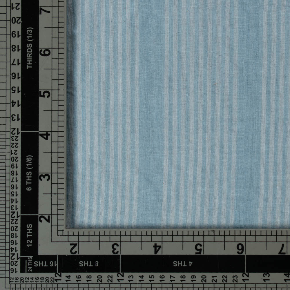 Stripe Blue Natural Indigo Dyed 62 GSM Handwoven Fabric
