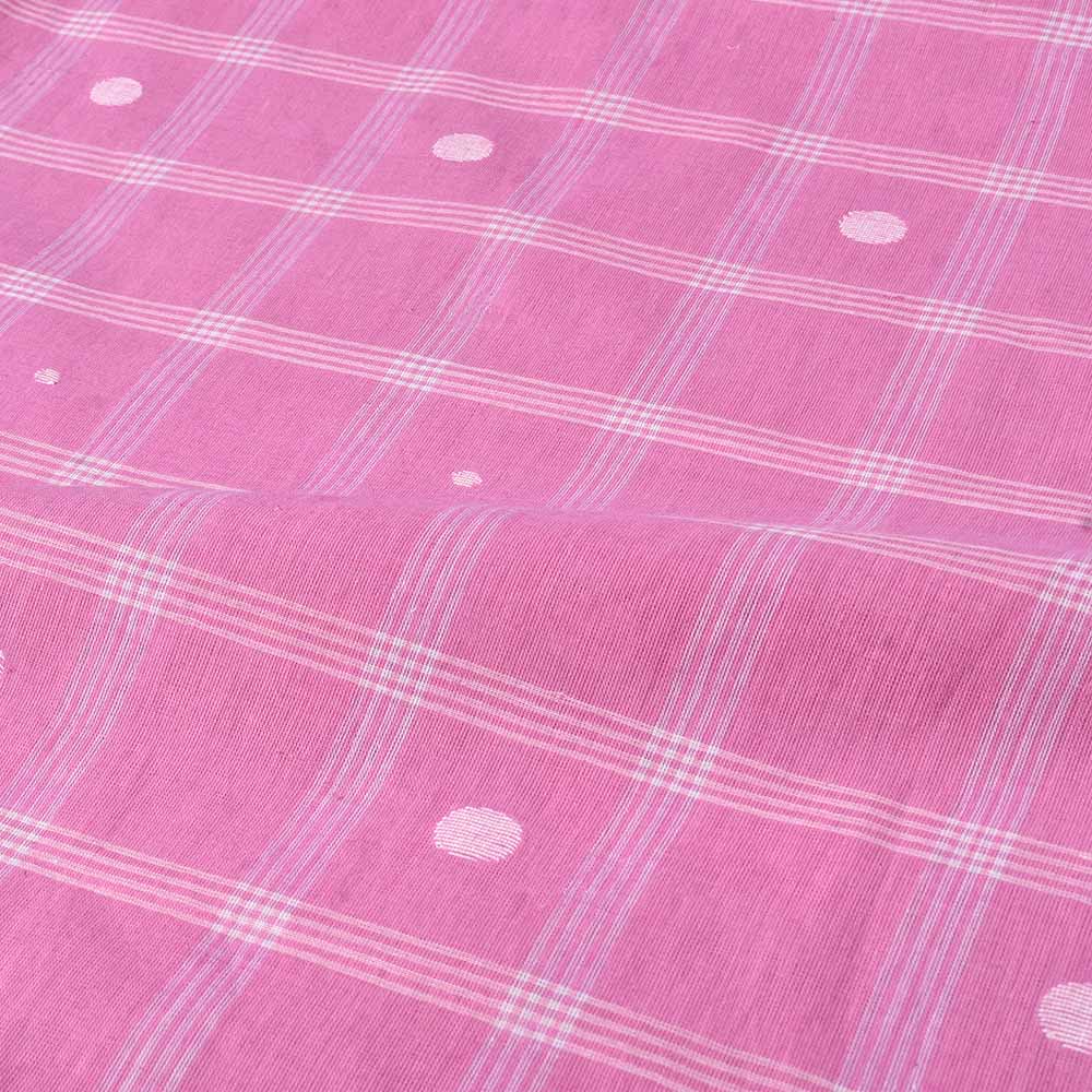 CHECK PINK JAMDANI PURE COTTON 70 GSM HANDWOVEN FABRIC 287