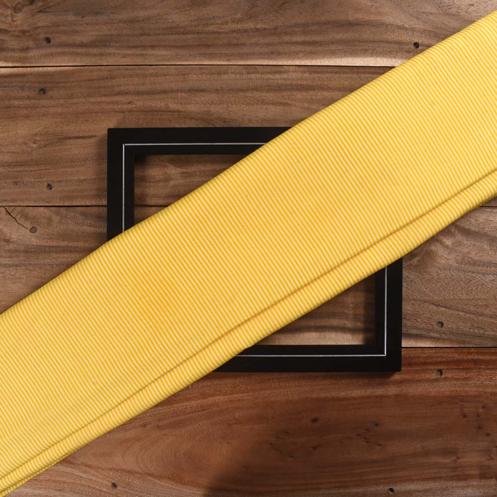 Stripe Canary Yellow & White Pure Cotton 69 GSM Handwoven Fabric