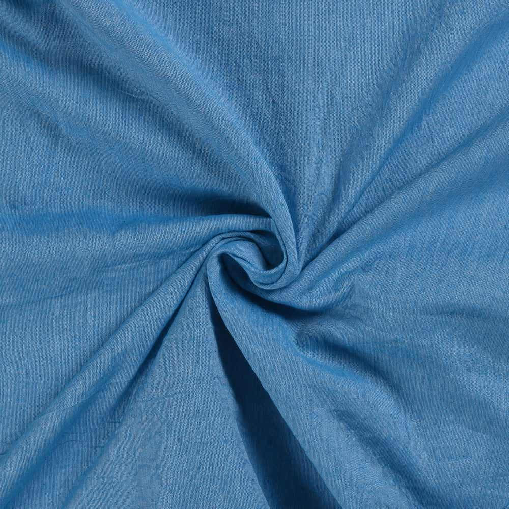 Plain Blue Pure Cotton 74 GSM Handwoven Fabric