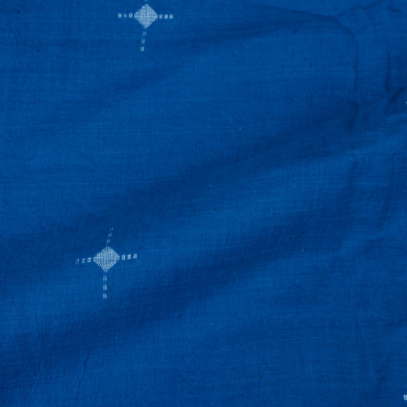 Geometric Blue Jamdani Pure Khadi 65 GSM Fabric