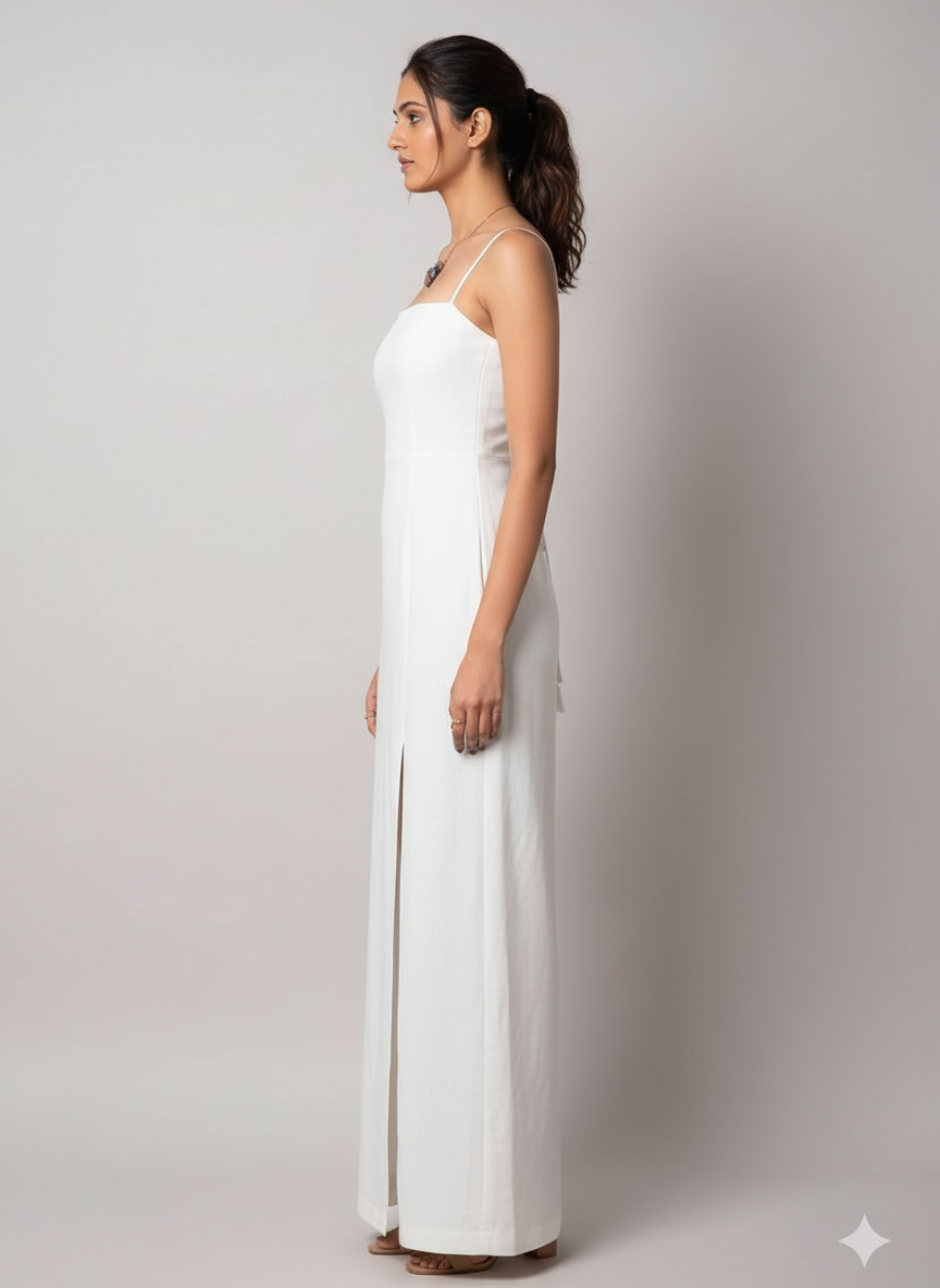 Long Dress With Slit & Corset Back