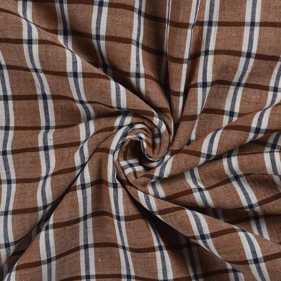 Check Brown & Black Pure Cotton 97 GSM Handwoven Fabric