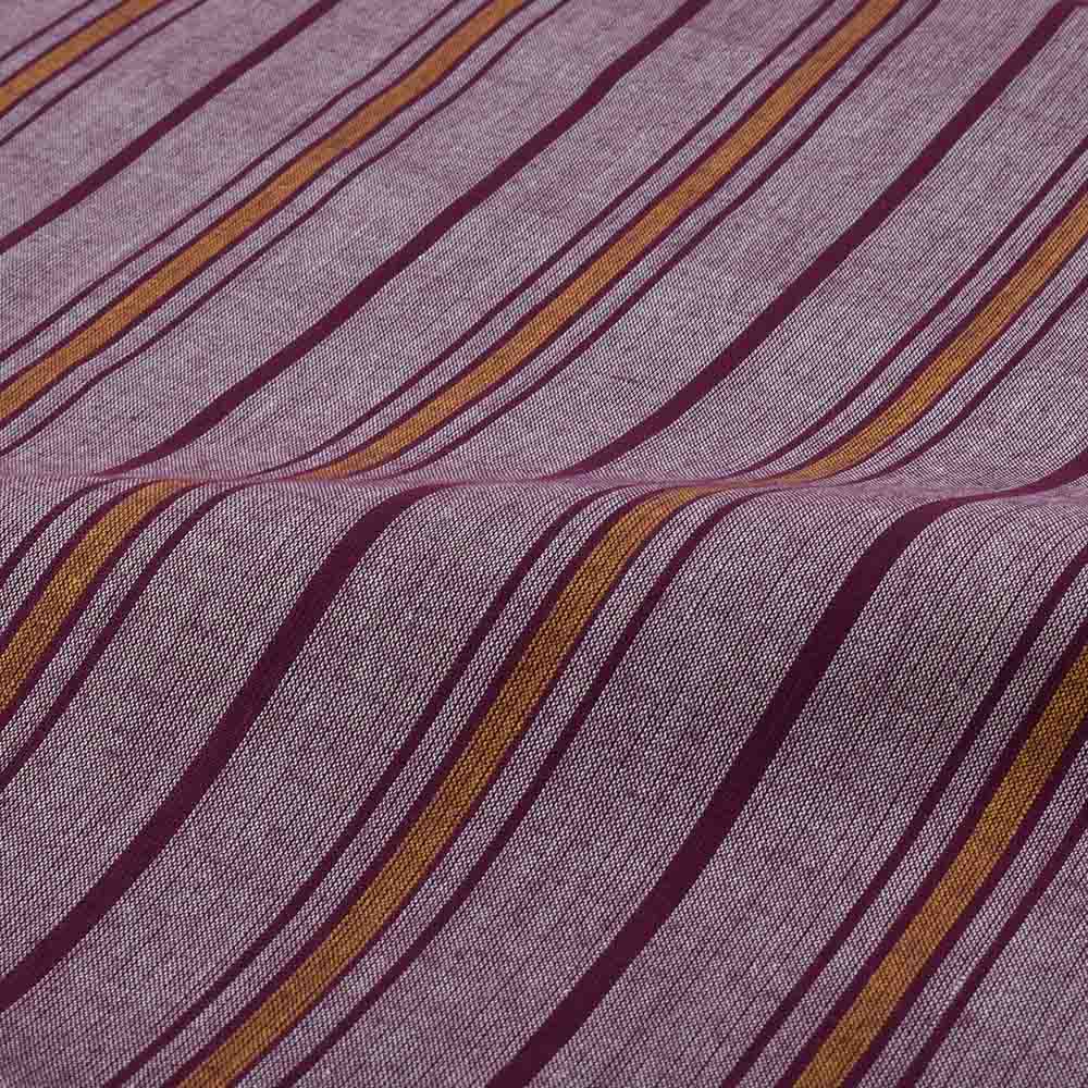 STRIPE PURPLE MUSTARD PURE COTTON 100 GSM HANDWOVEN FABRIC