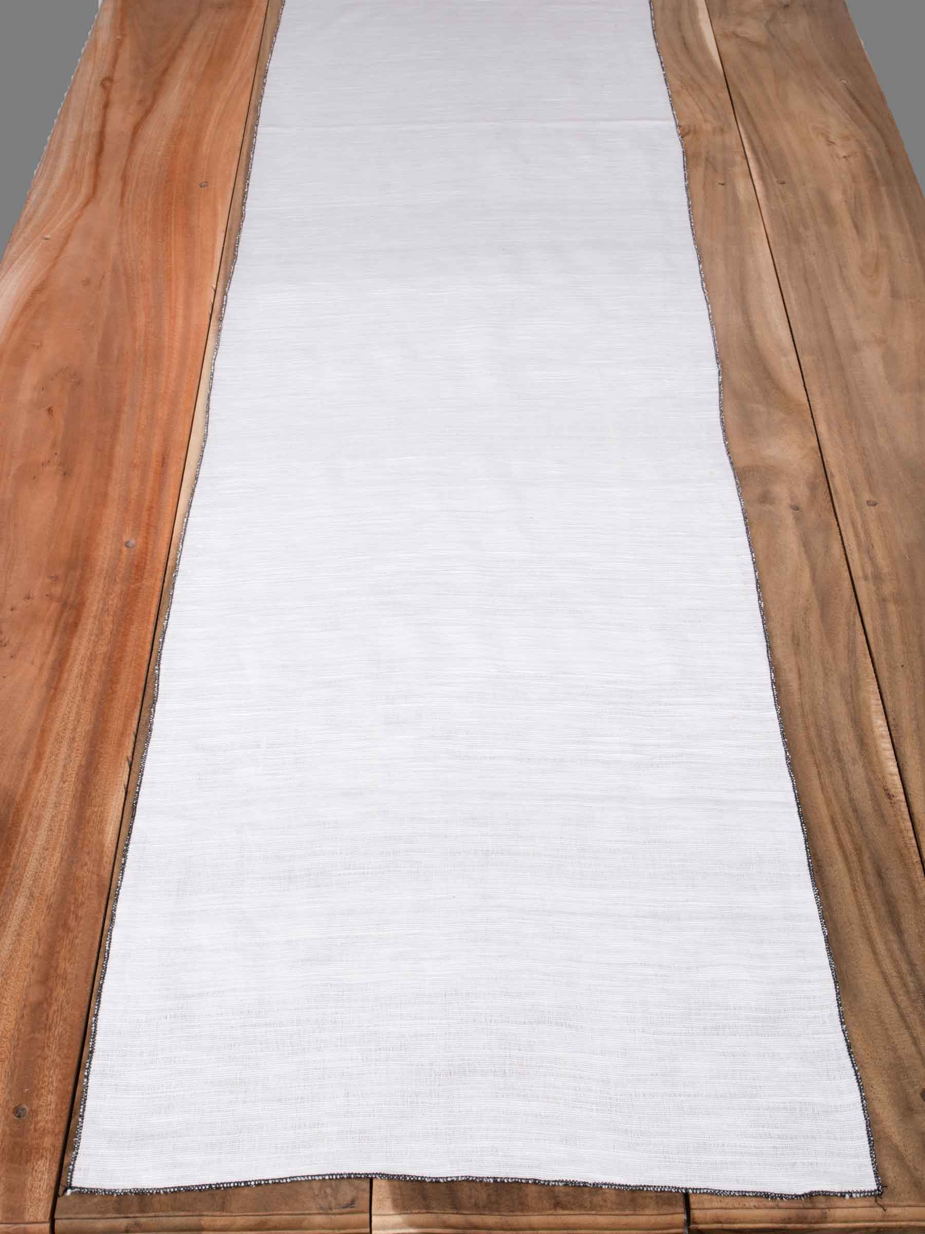 White Textured Pure Khadi Table Runner