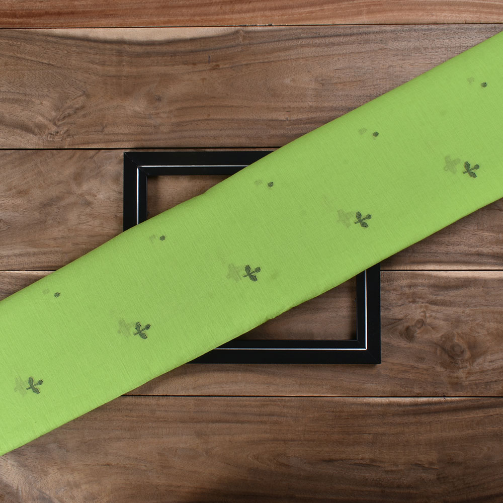 Green Leaf Jamdani Pure Cotton 50 GSM Handwoven Fabric